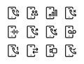 Mobile phone functions and Media settings editable stroke line vector icons. Royalty Free Stock Photo